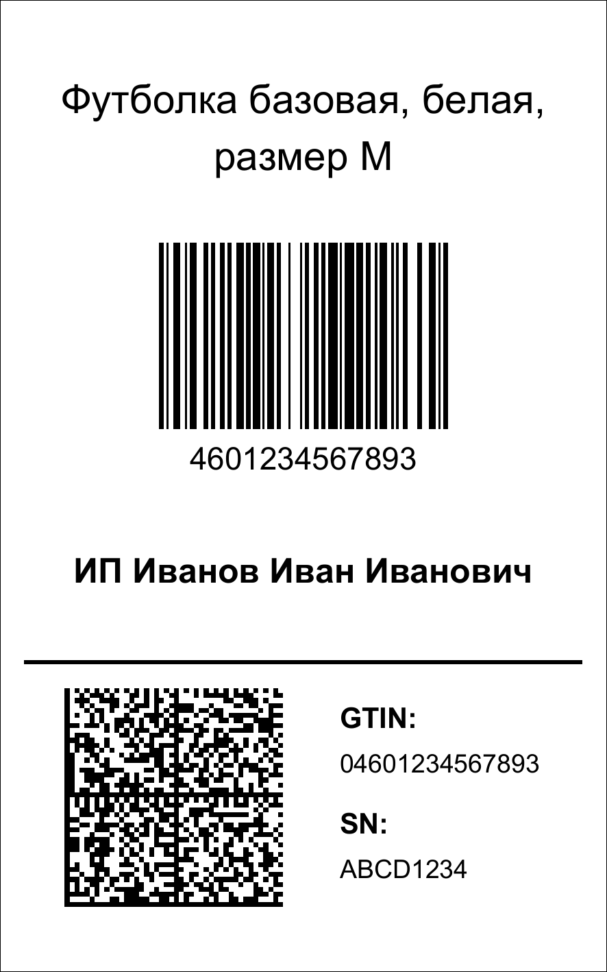 Пример комбинированной этикетки