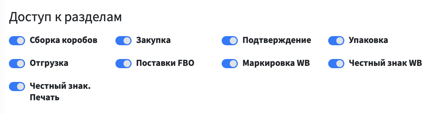 Редактирование прав доступа